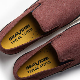 material shot of seavees x taylor stitch logo, Footwear by Taylor Stitch