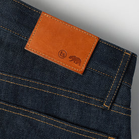 material shot of leather patch, Denim by Taylor Stitch