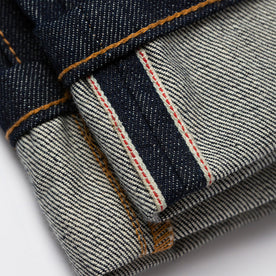 material shot of selvage detailing on cuff, Denim by Taylor Stitch